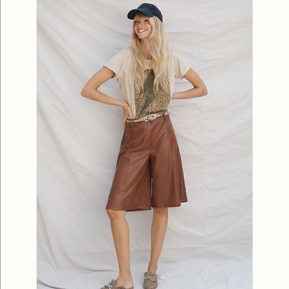 Anthropologie Avec Les Filles Davina Faux Leather Culottes-NWT - Picture 1 of 8